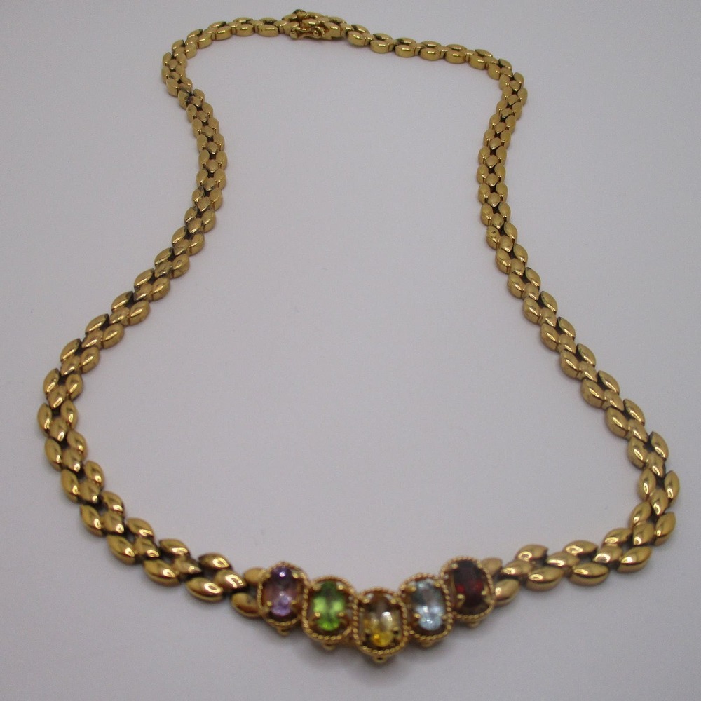 Vintage Sterling Gold DBJ Dee Berkley Multicolor Rhinestone Panther Necklace